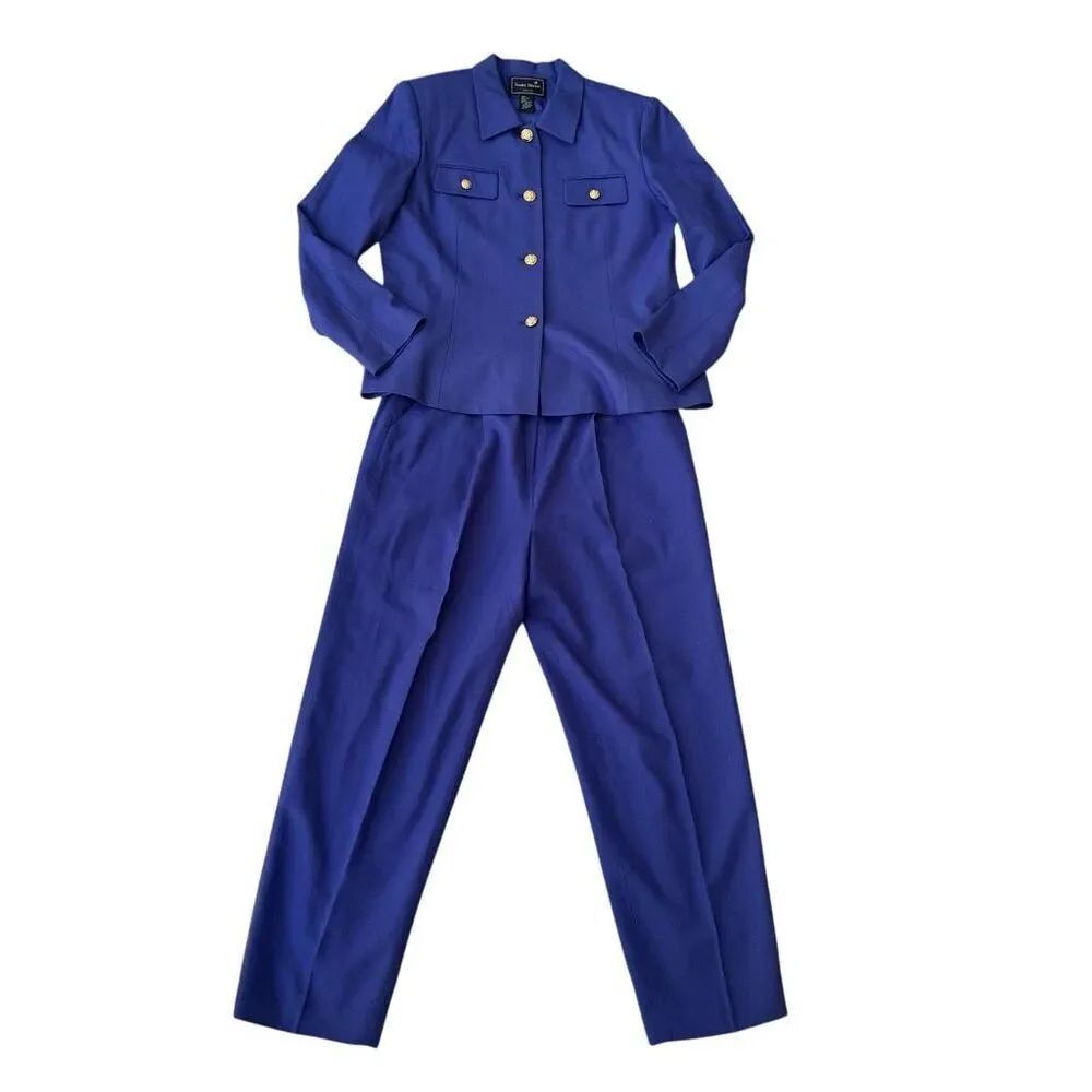 Stanley Blacker vintage 100% wool 2 piece pant suit blazer size 18 pants size 16